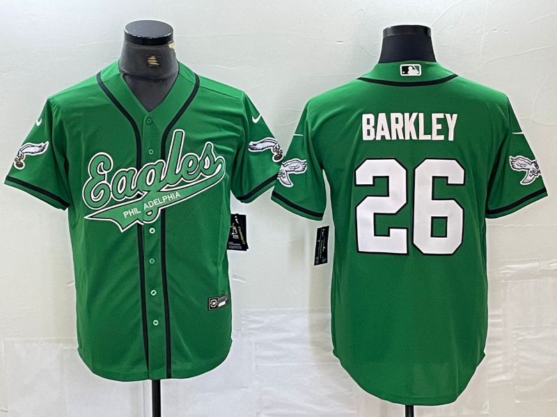 Men Philadelphia Eagles #26 Barkley Green 2024 Nike Co branded NFL Jersey style 5